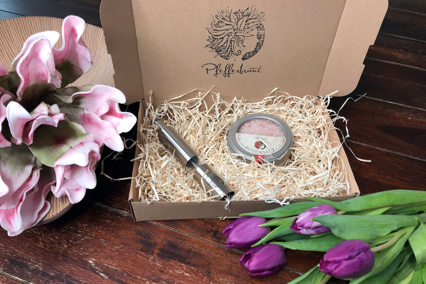 Geschenkset Mühle mit Rosé-Salz