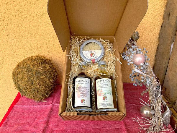 Geschenkset "al dattero & L`arancione" mit Sale Zagara