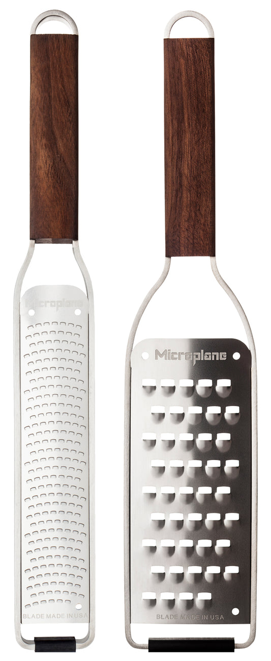 Microplane Master Zester + Master Sehr Grob - Geschenkset mit Walnussholzgriff