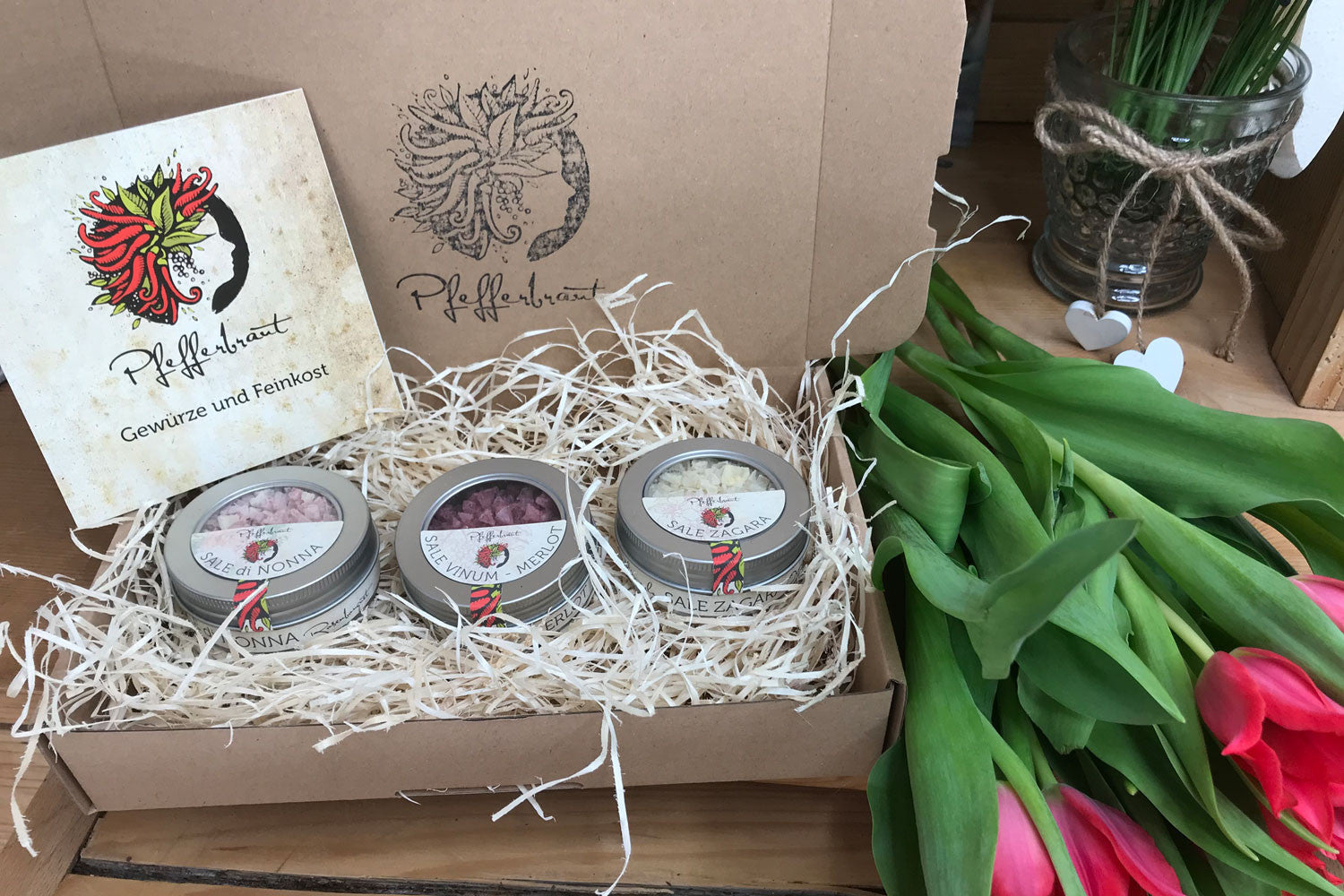 Geschenkset Fingersalz Manufaktursalze klein – Pfefferbraut