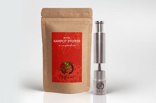Mühlen-Set mit rotem Kampot Pfeffer